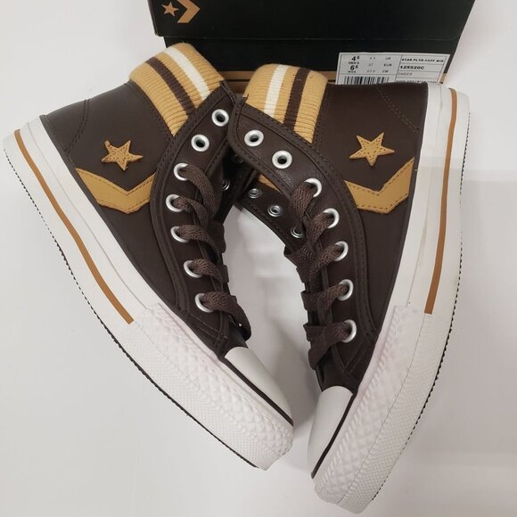 Converse Star Player Cuff Rib Mid Sneakers‎ in Choco - Size M/4.5 W/6.5 - Picture 5 of 11